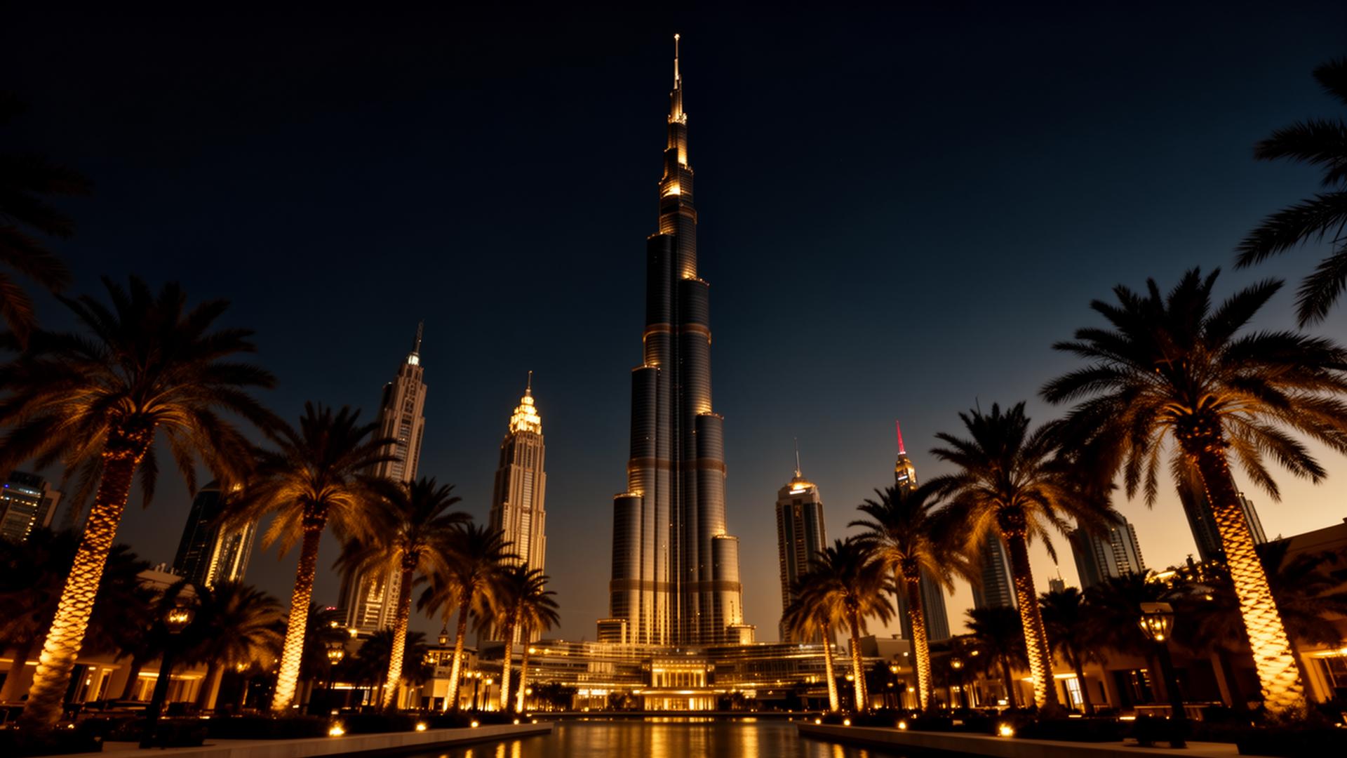 Dubai skyline at golden hour
